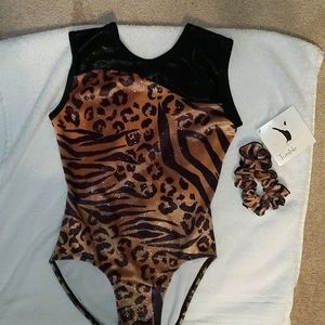 Girls TumbleWear animal print gymnastics leotard